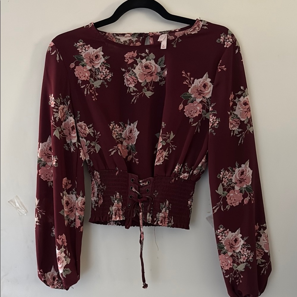 Xhilaration Red Tie Front Blouse